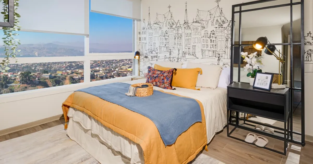 Dormitorio en suite con excelente vista panorámica en piloto de Alto Marañón 3.