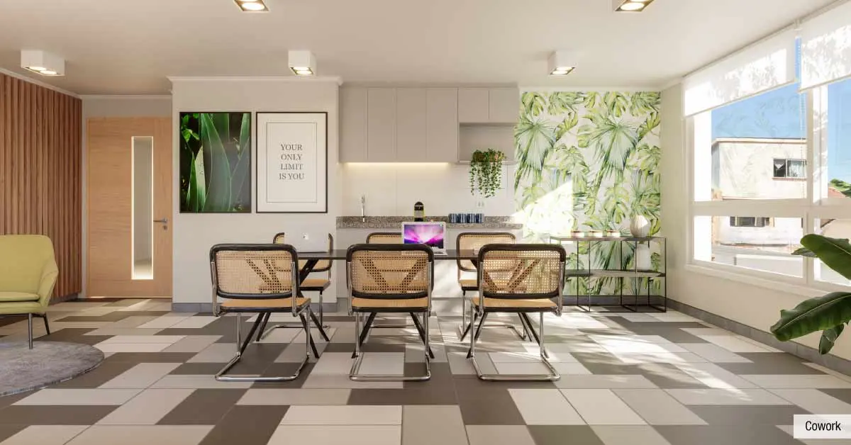 Cowork de libre uso con moderna decoración en áreas comunes de Edificio Álvarez Oriente.