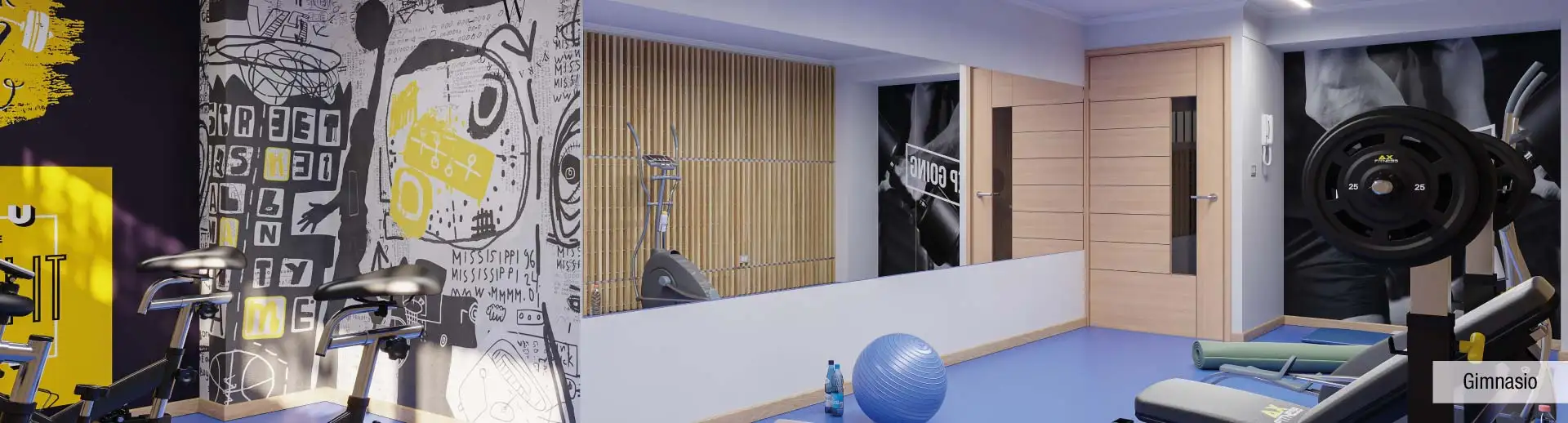 Gimnasio equipado de Edificio Pedro de la Barra en Santiago Centro, mostrando modernas máquinas y áreas de ejercicio.
