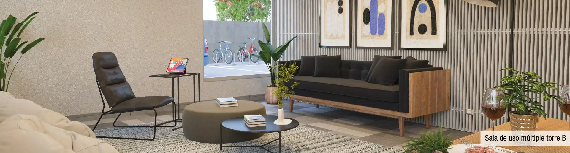 Moderna sala de uso múltiple equipada en la Torre B del Condominio Francisco Zelada, Estación Central.