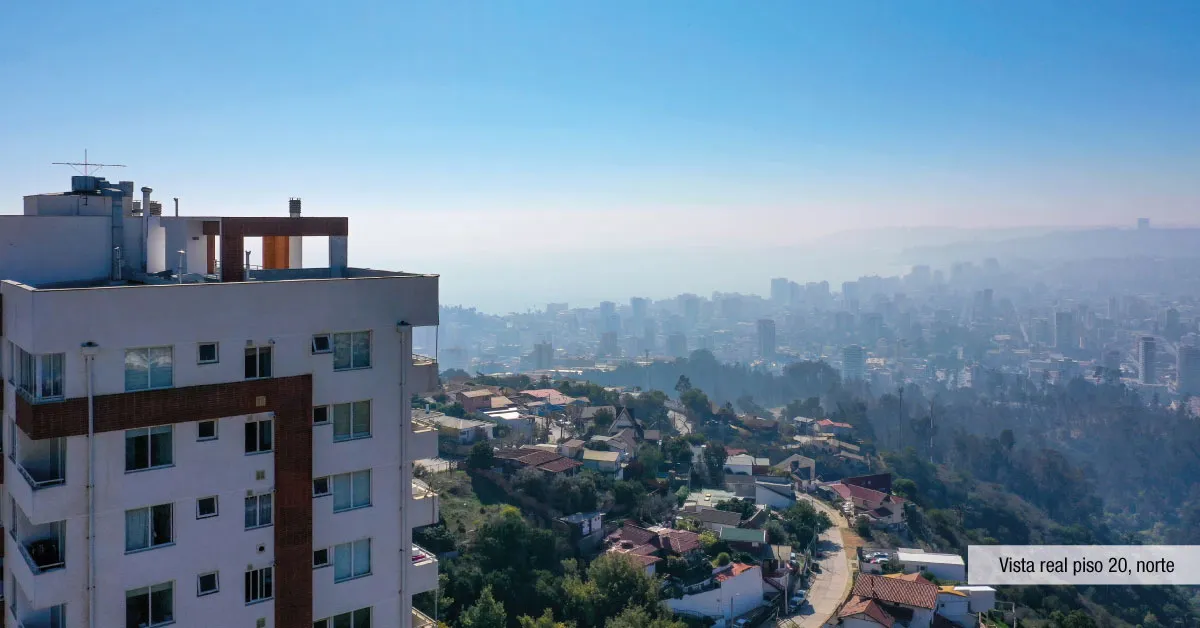 Espectacular vista norte al mar desde piso 20 en Condominio Alto Marañón 3, Viña del Mar.