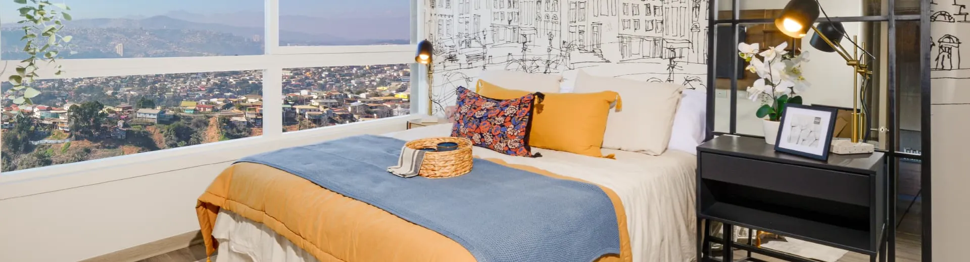Dormitorio en suite con excelente vista panorámica en piloto de Alto Marañón 3.