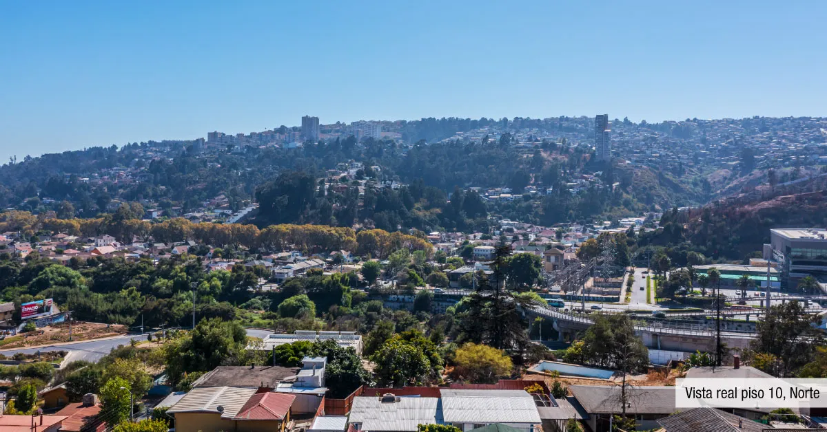Amplia vista norte desde el piso 10 del proyecto Edificio Álvarez Oriente ubicado en Viña del Mar.