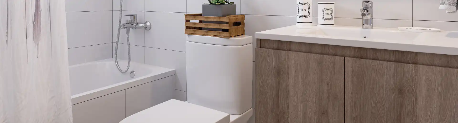 Baño con piso de cerámica en departamento piloto de Condominio Francisco Zelada, Estación Central.