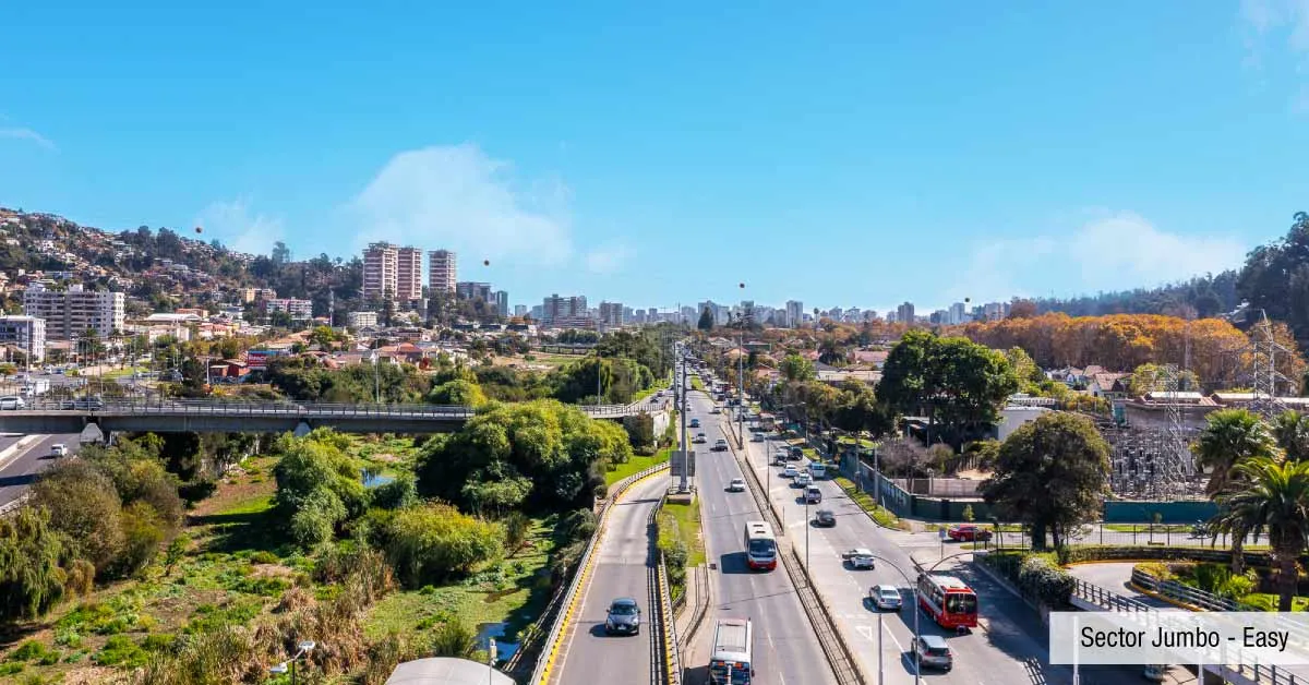 Sector comercial Jumbo y Easy cercano al proyecto Edificio Álvarez Oriente en Viña del Mar.