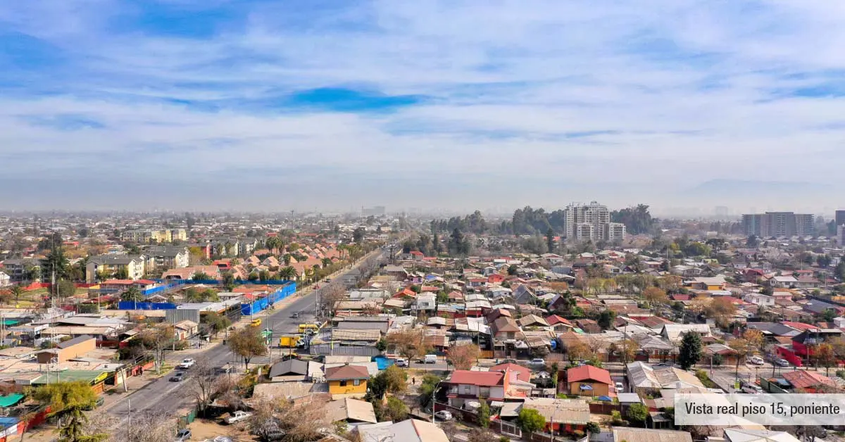 Vista panorámica poniente de la ciudad desde el piso 15 de Edificio Lía Aguirre, La Florida.