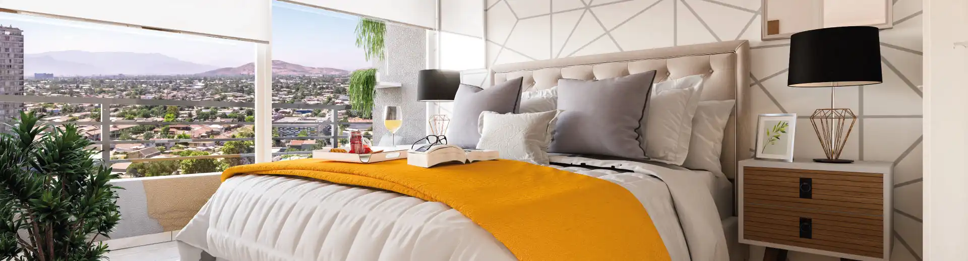 Acogedor dormitorio principal con piso vinílico SPC en Condominio Francisco Zelada, Estación Central.