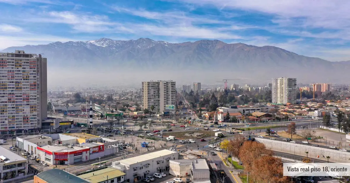 Espectacular vista oriente a la cordillera desde el piso 18 de Edificio Lía Aguirre, La Florida.