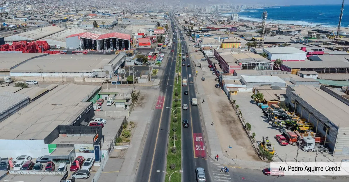 Avenida Pedro Aguirre Cerda cerca de Condominio Trocadero en Antofagasta, mostrando su flujo y conectividad.