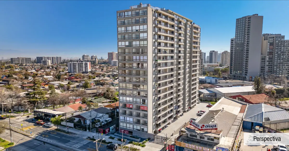 Imponente fachada arquitectónica del proyecto Edificio Lía Aguirre ubicado en La Florida.