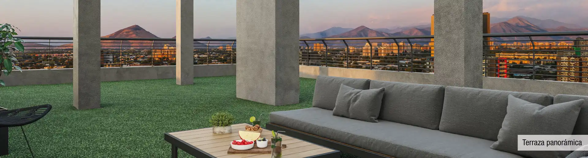 Espectacular terraza panorámica en cubierta del Condominio Francisco Zelada ubicado en Estación Central.