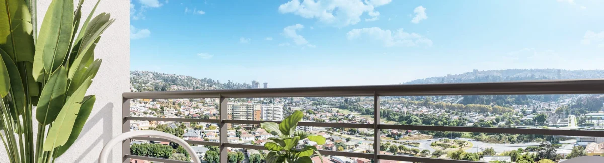 Terraza con piso gres porcelánico y hermosa vista en Edificio Álvarez Oriente, Viña del Mar.