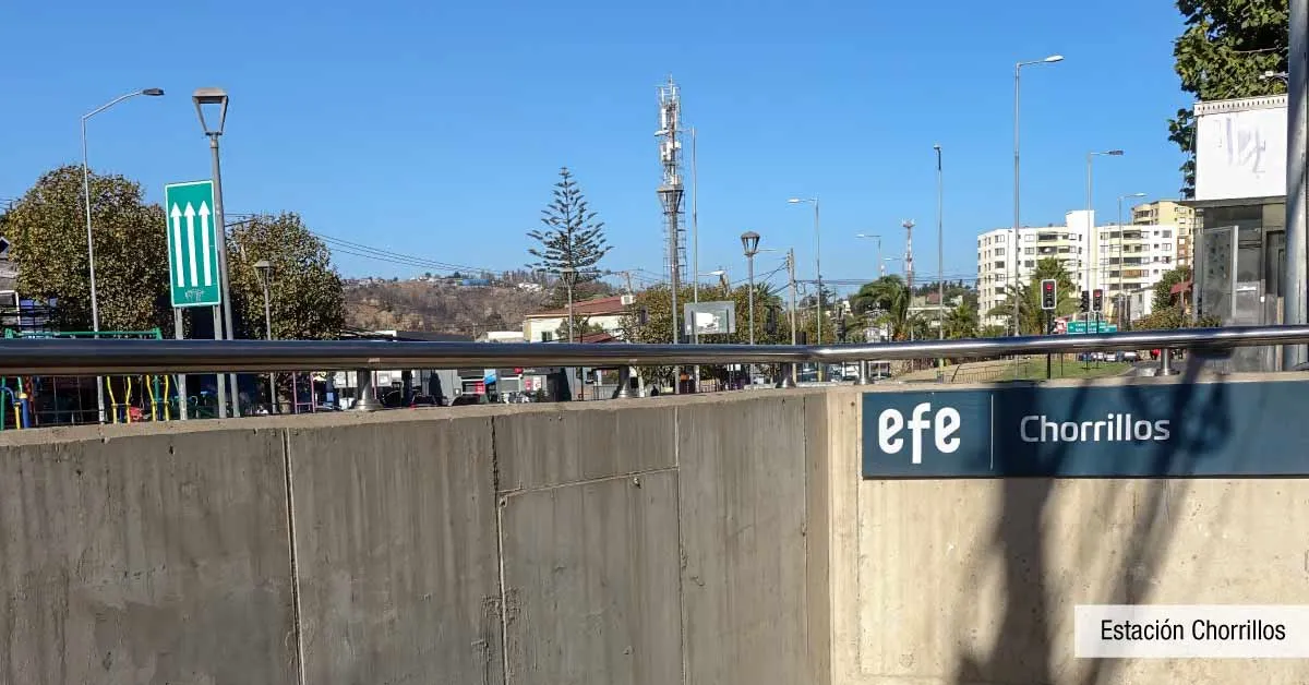 Estación Chorrillos de Metro, excelente transporte cerca de Edificio Álvarez Oriente, Viña del Mar.