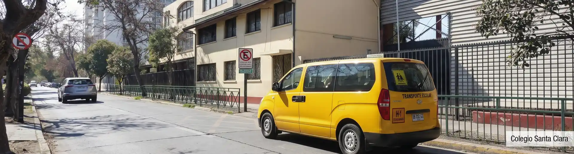 Colegio Santa Clara en el entorno de Edificio Santa Corina en La Cisterna, destacando la cercanía a servicios educativos.
