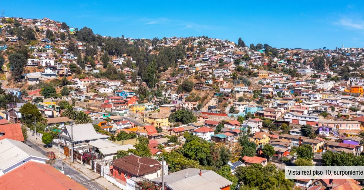 Vista surponiente panorámica desde el piso 10 de Edificio Álvarez Oriente en Viña del Mar.