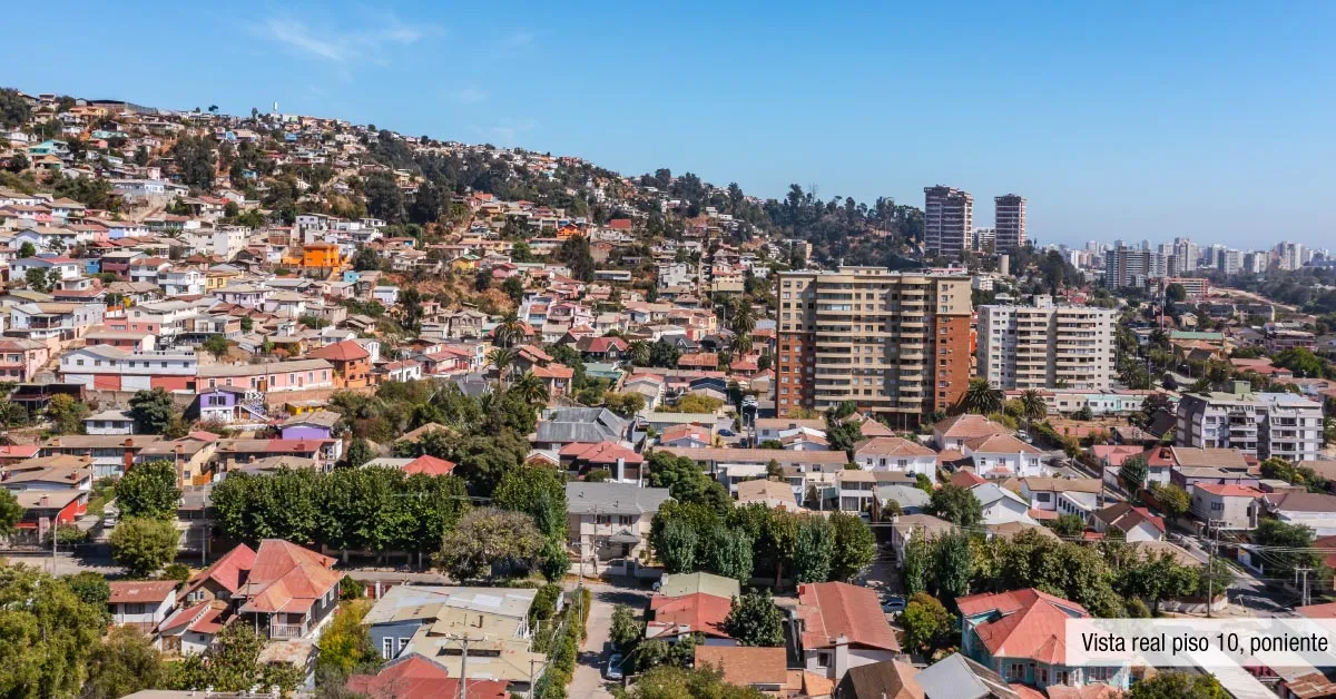 Hermosa vista poniente a la ciudad desde el piso 10 en Edificio Álvarez Oriente, Viña del Mar.