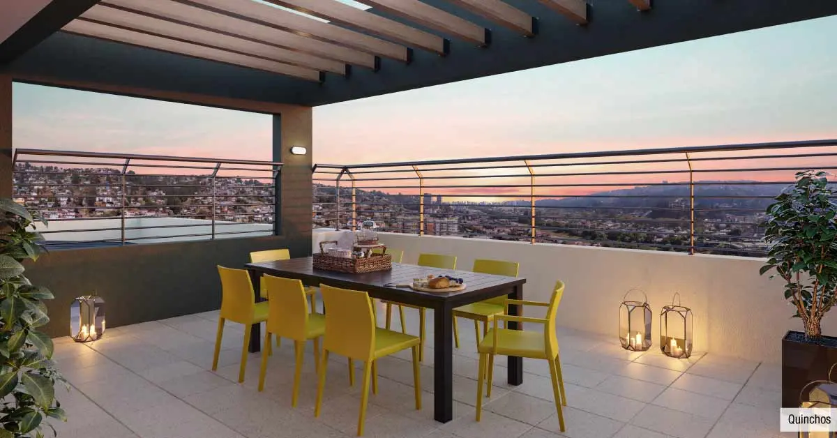 Quincho equipado en último piso con espectacular vista en Edificio Álvarez Oriente, Viña del Mar.