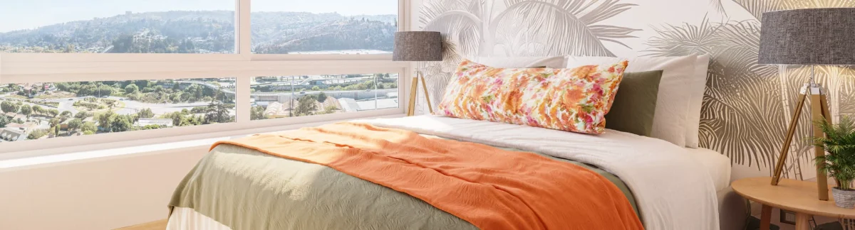 Dormitorio principal en suite con piso vinílico SPC en Edificio Álvarez Oriente, Viña del Mar.